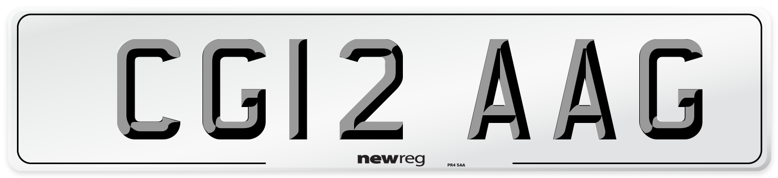CG12 AAG Number Plate from New Reg